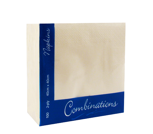 COMBINATION WHITE NAPKINS 2PLY 40CM 100PK