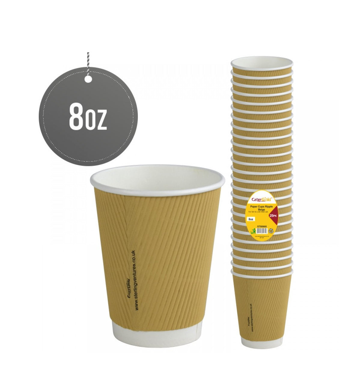 BLACK RIPPLE CUPS 8OZ 25PK