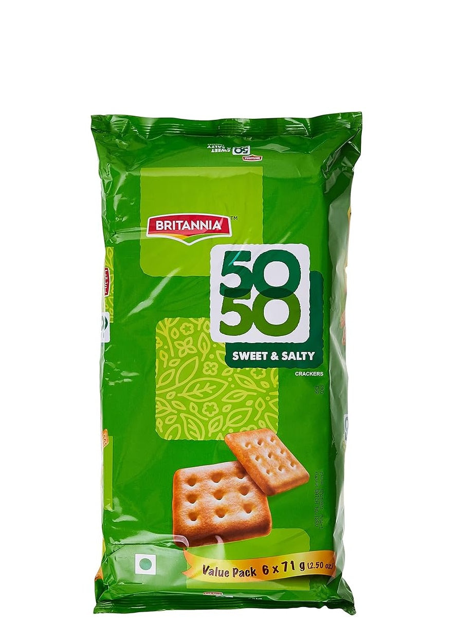 BRITANNIA 50/50 SWEET & SALTY BISCUITS 6X62G