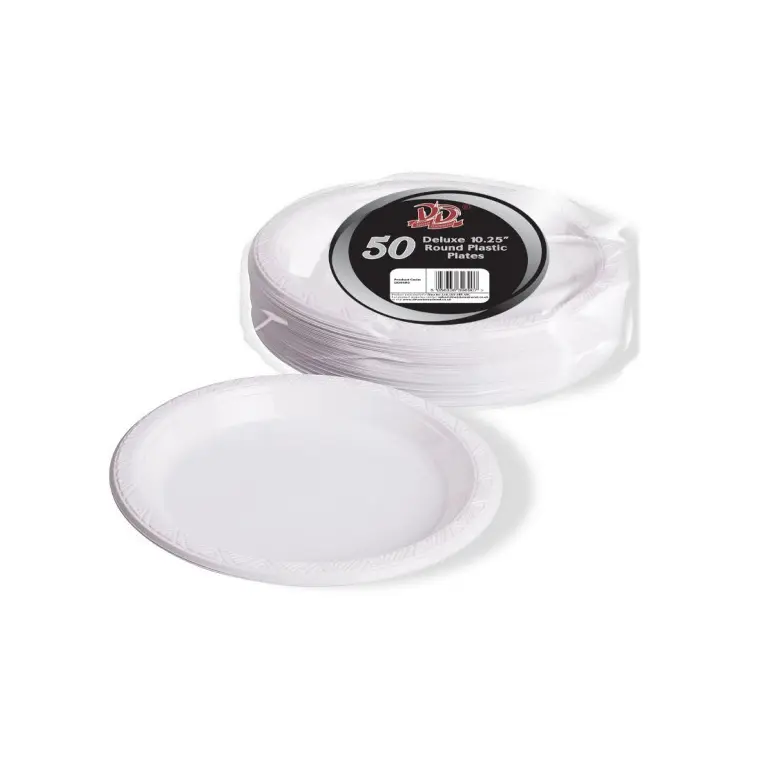 DID DELUXE 10" PLASTIC RESUABLE PLATES 50PK