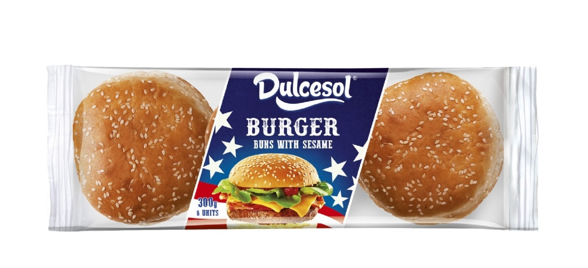 DULCESOL BURGER BUNS SESAME 6PK