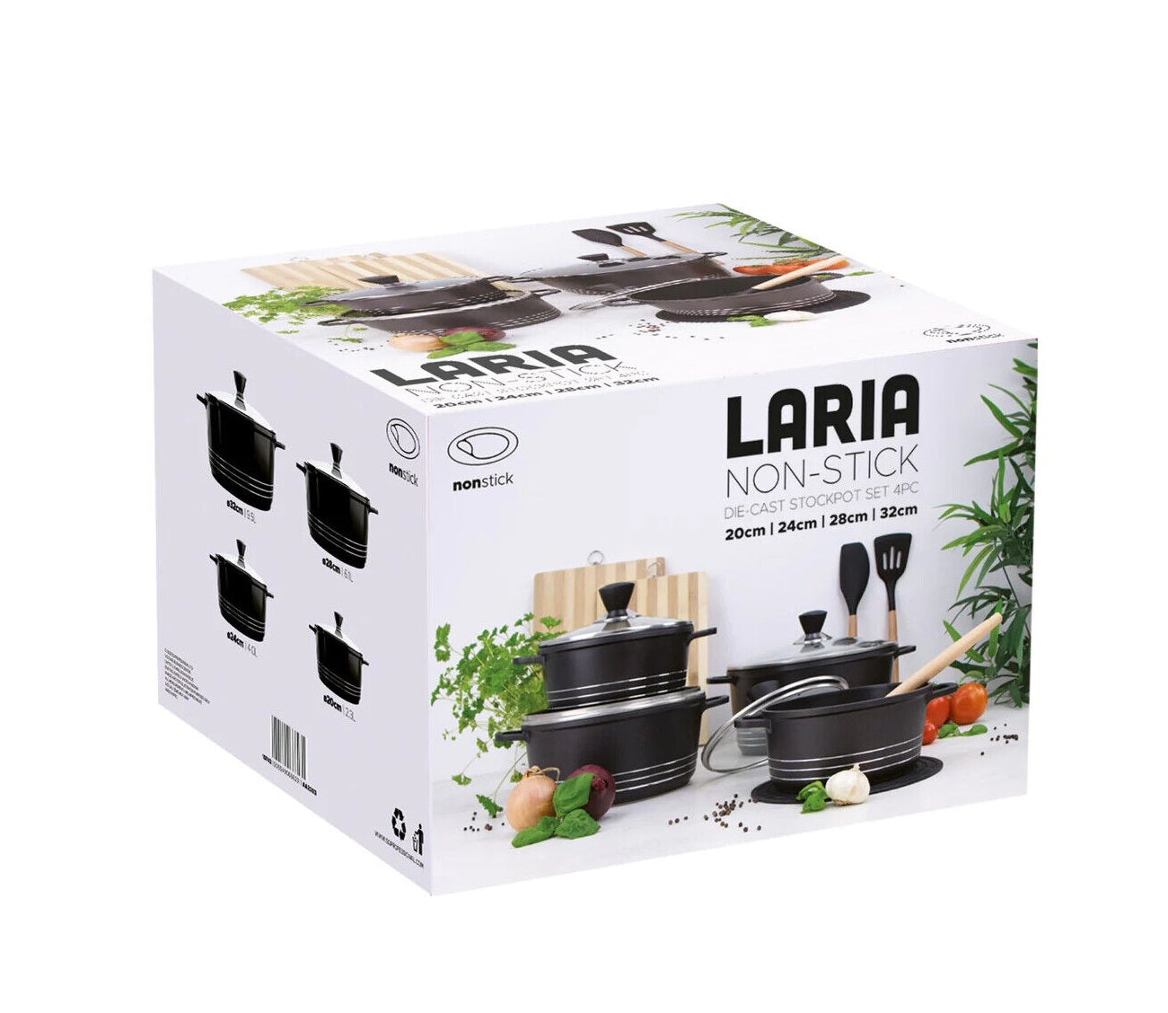 LARIA NON-STICK DIE-CAST STOCKPOT SET 4PC