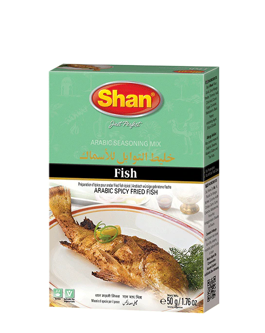SHAN ARABIC FISH MASALA 50G EE SPINACH TIN CASE 850G