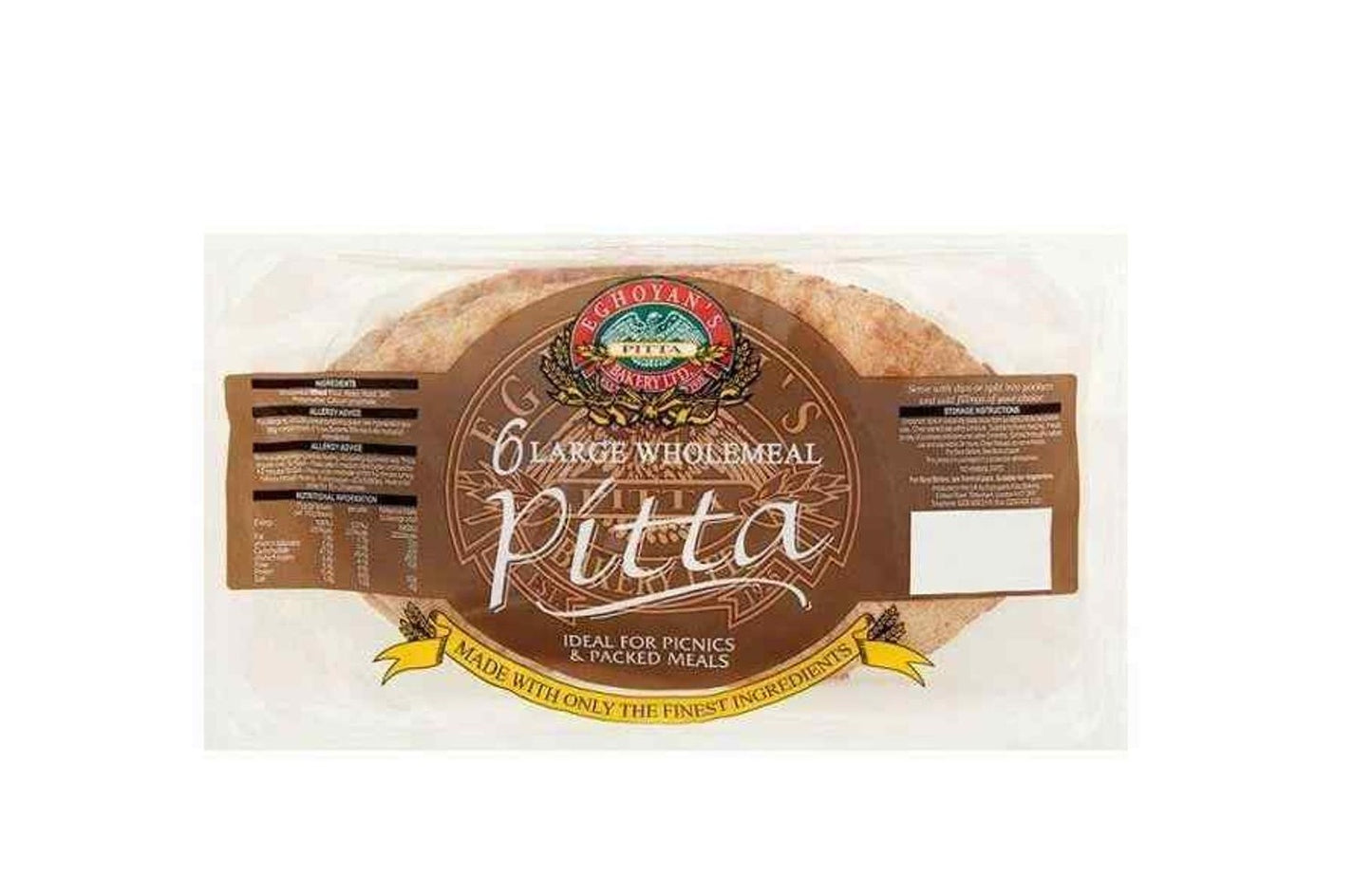 YAADGAAR 6 LARGE BROWN PITTA BREAD