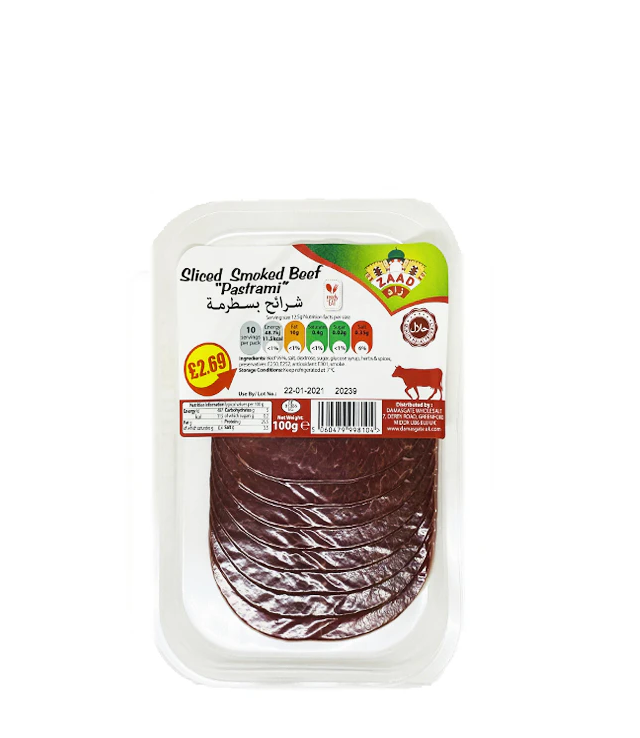 ZAAD SMOKED SLICED BEEF PASTRAMI 100G