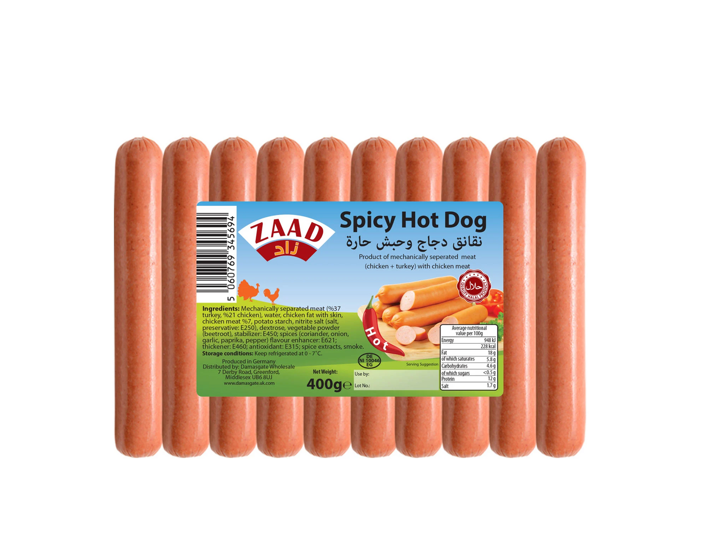 ZAAD SPICY HOT DOG 400G PM£1.99-21008
