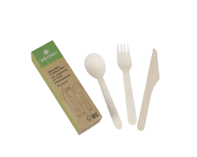 EGREEN WOODEN FORKS 18PCS