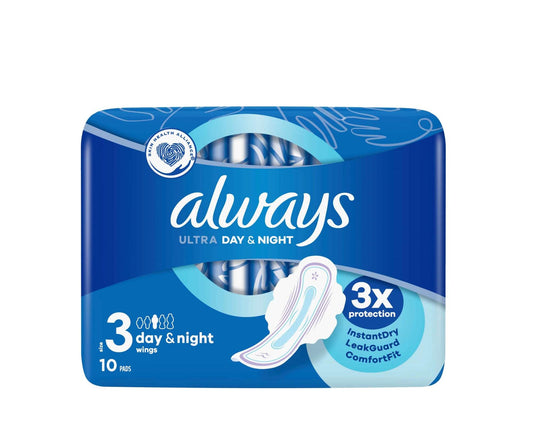 ALWAYS ULTRA DAY&NIGHT PADS 10'S