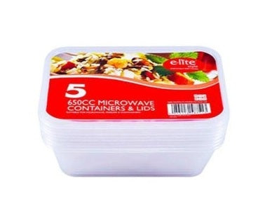ELITE MICROWAVE CONTAINER & LIDS 650CC 12PK