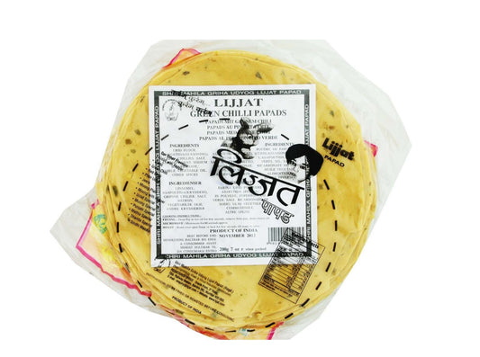 LIJJAT GREEN CHILLI PAPAD 200G