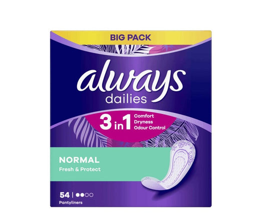 ALWAYS DAILIES LINER NATURAL UNSCENT 54S