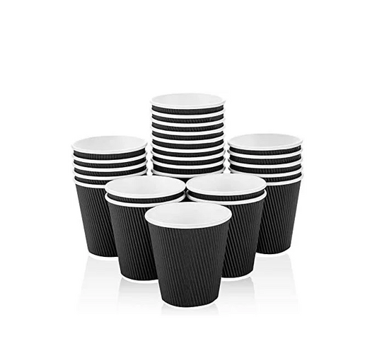 BLACK RIPPLE CUPS 8OZ 25PK