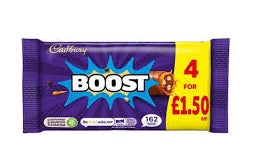 CADSBURY BOOST 4 FOR £1.50