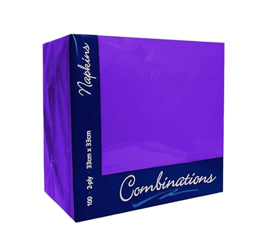COMBINATION 2PLY NAPKINS PURPLE 40CM 100PK