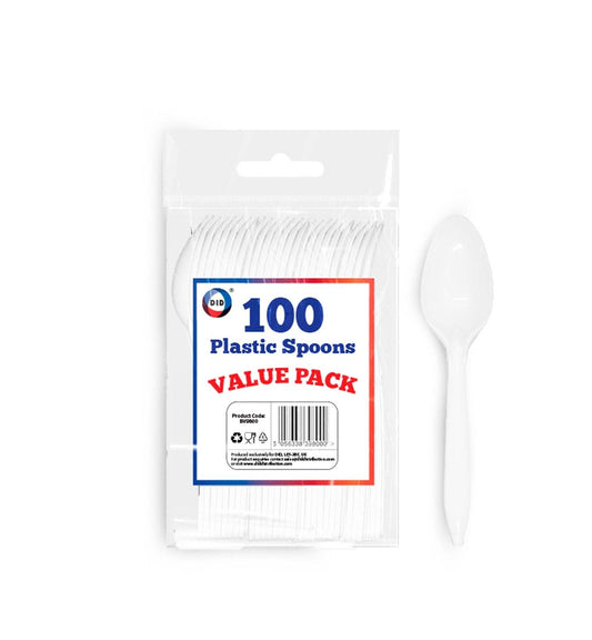 DID V/PACK PLASTIC SPOONS 100PCS