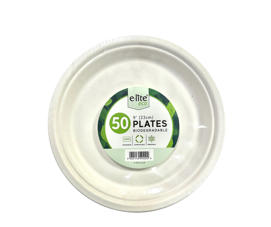 ELITE BIODEGRADEABLE 23CM PLATE 9'' 50PCS