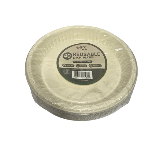 ELITE 10' REUSABLE PLATES 25CM 40PK