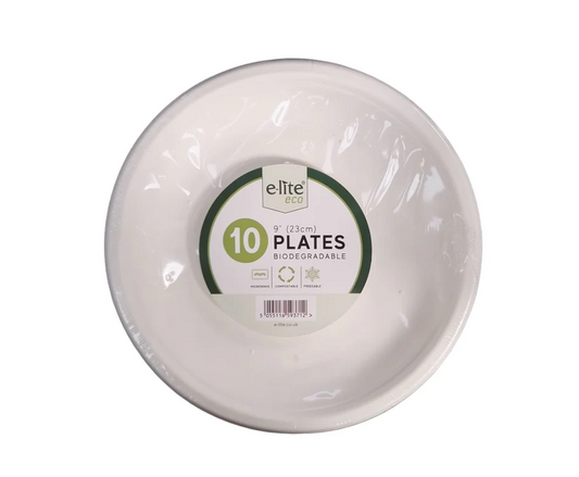 ELITE BIODEGRADABLE 9'' PLATES 10PK