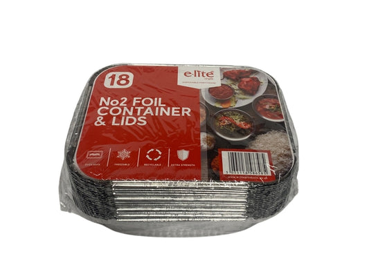 E-LITE FOIL CONTAINER & LIDS NO2 -18PK