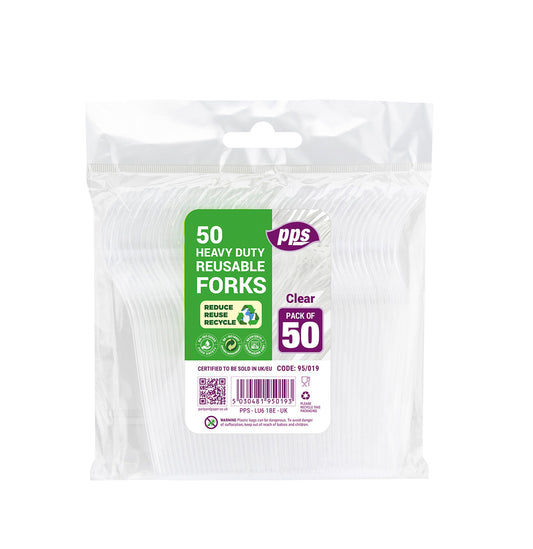 ELITE H/D CLEAR FORKS 50PK REUSEABLE