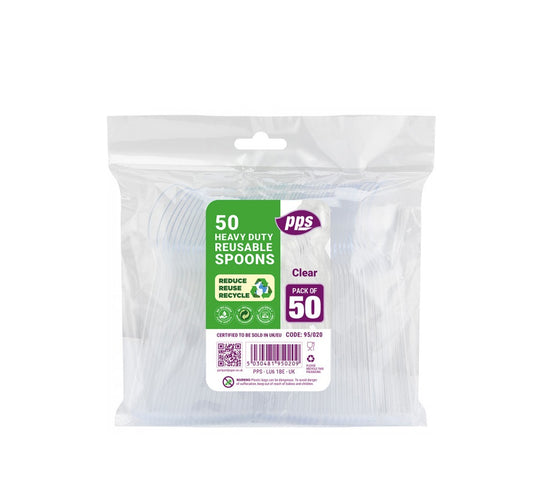 ELITE HEAVY DUTY CLEAR SPOONS 50pcs