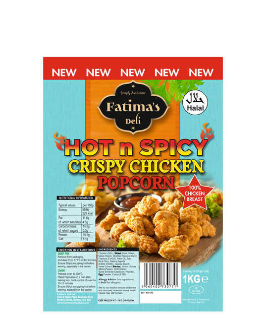 HOT & SPICY CRISPY CHICKEN POPCORN 1KG (FATIMA'S)