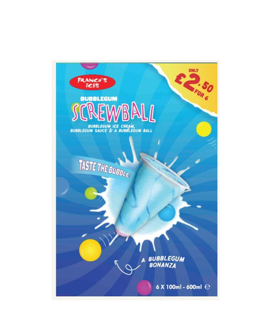 FRANCO ICE BUBBLEGUM SCREWBALL 6X100ML PM£2.50