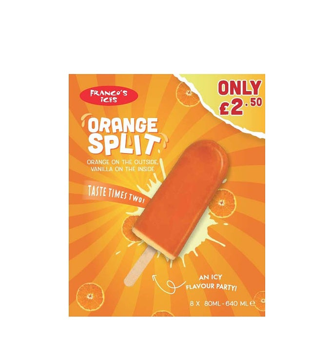 FRANCO ICE ORANGE SPLIT 8X80ML PM£2.50