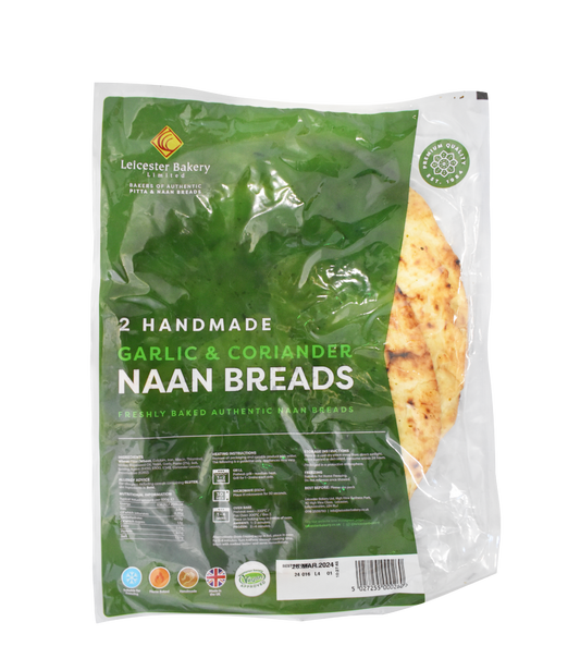 HAND MADE GARLIC CORIANDER NAAN 2PK (LEICESTER BAKERY)
