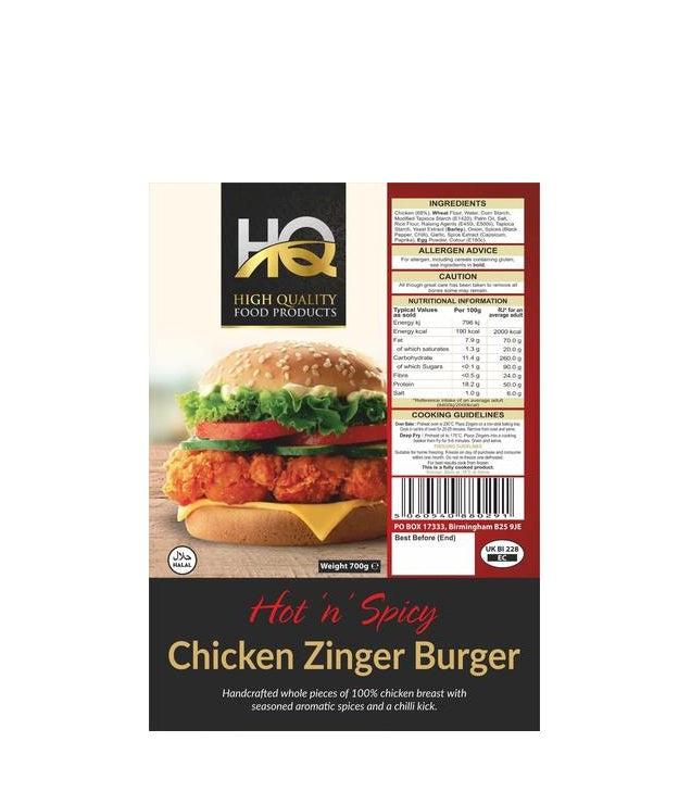 HQ HOT & SPICY ZINGER BURGER 700G