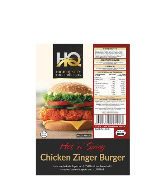 HQ HOT & SPICY ZINGER BURGER 700G