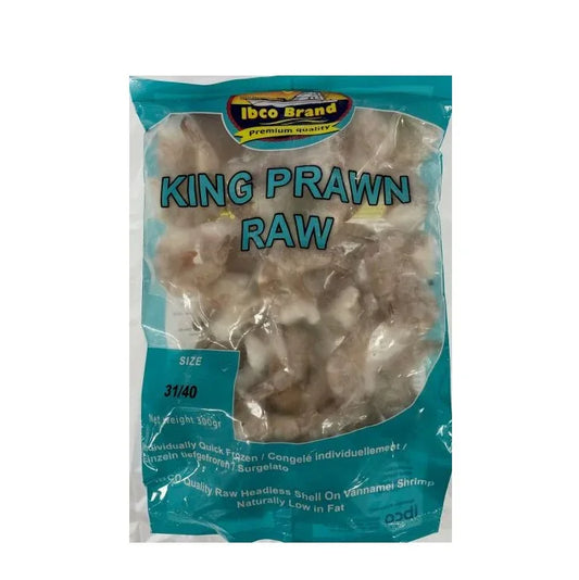 IBCO RAW PEELED TAIL OFF KING PRAWN 31/40 225G - Kashmir Watan Foodstores