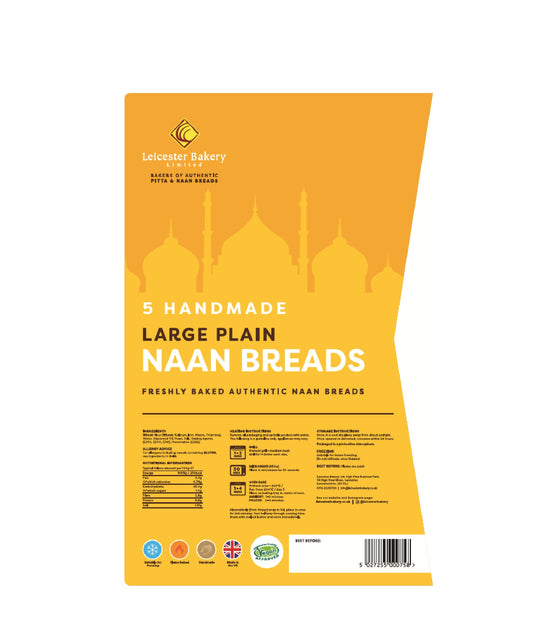 LARGE HAND MADE NAAN BREAD 5PK (LEICESTER BAKERY)