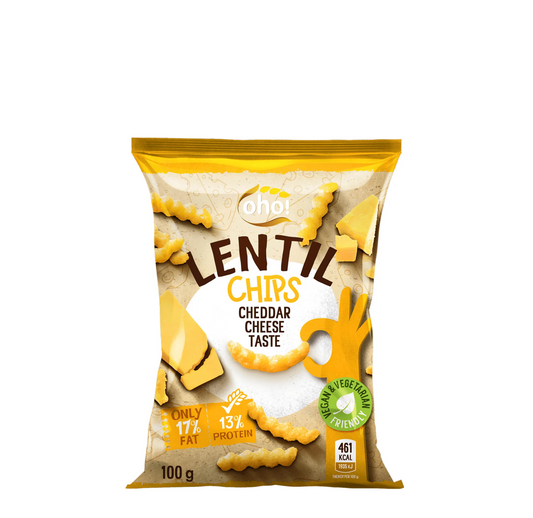 OHO LENTIL CHEDDAR CHEESE CHIPS 100G