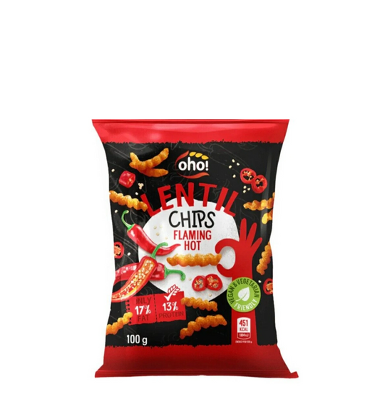 OHO LENTILS FLAMING HOT CHIPS 100G