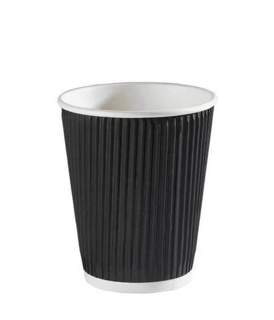 8OZ BLACK RIPPLE CUPS 25 PCS