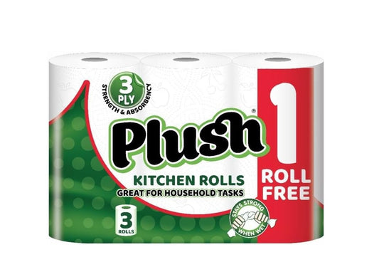 PLUSH KITCHEN ROLL 3PLY 6PK