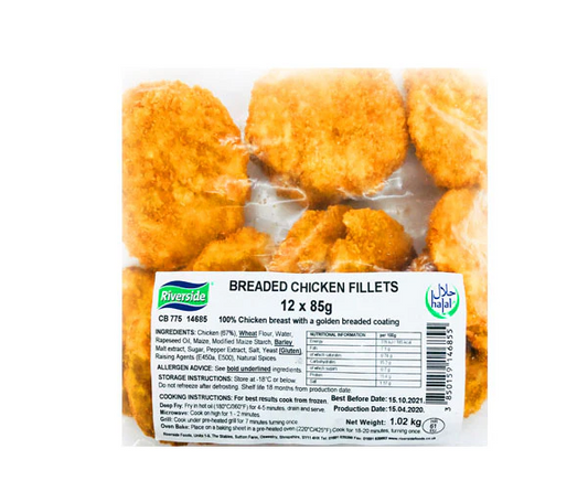 RIVERSIDE BREAD CHICK FILLETS 12*85G