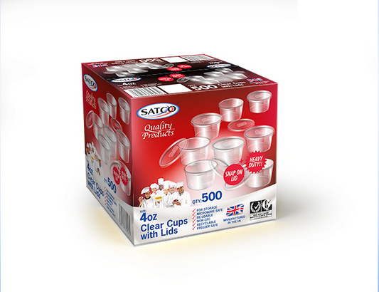 SATCO 4oz CUPS+LIDS 500QTY