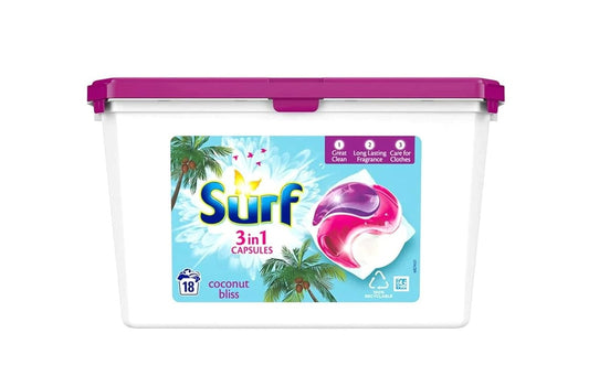 SURF 3 IN 1 CAPSULES COCONUT BLISS 18'S