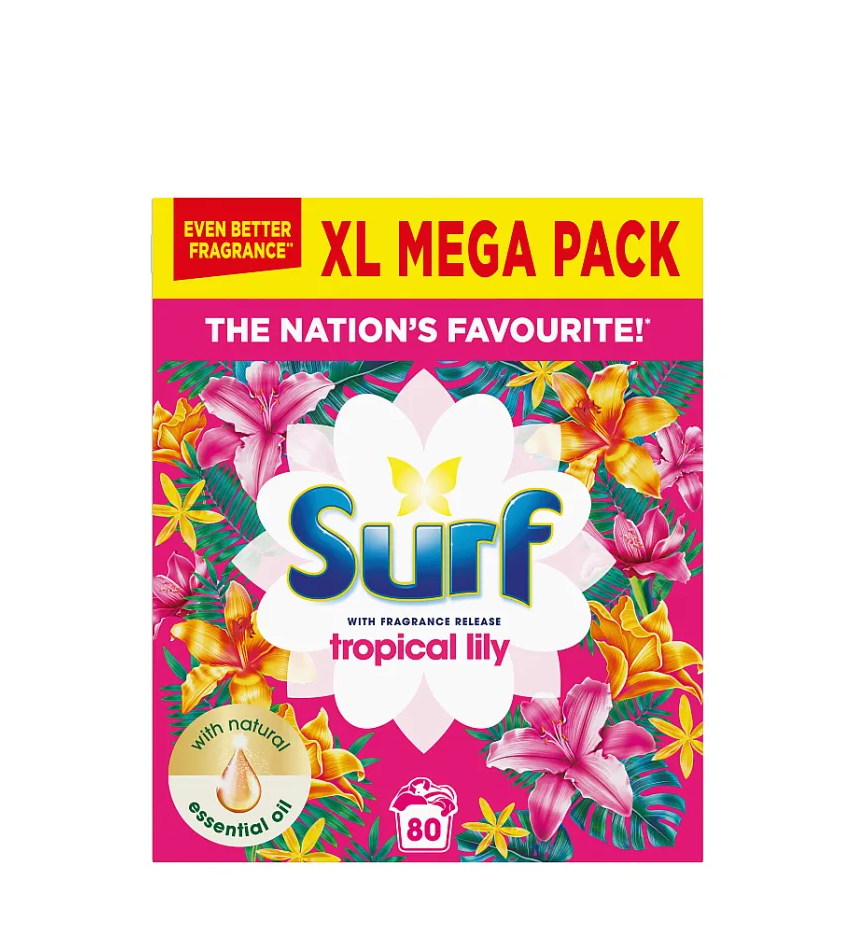 SURF TROPICAL WASHING POWDER 4KG 80WASH