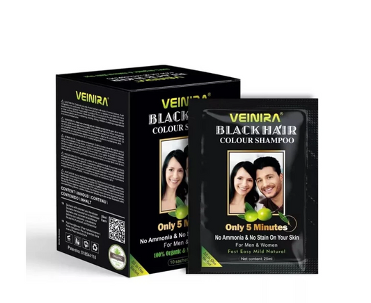 VEINIRA BLACK HAIR COLOUR SHAMPOO 10x25ml
