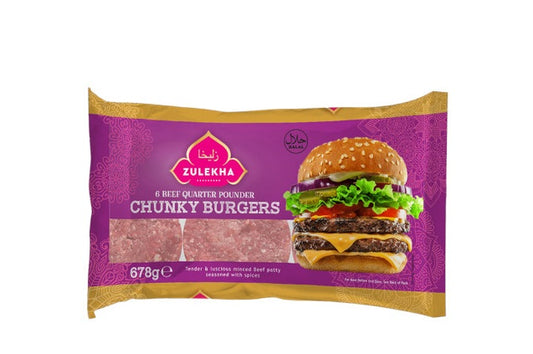 ZULEKHA BEEF CHUNKY BURGERS 678G