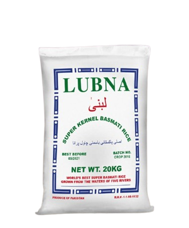 LUBNA SUPER KERNEL BASMATI RICE 20KG