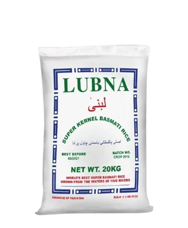 LUBNA SUPER KERNEL BASMATI RICE 20KG - Kashmir Watan Foodstores