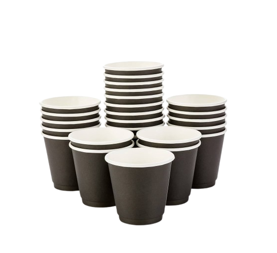 CHEFS BLACK DOUBLE CUPS 25PK 8OZ