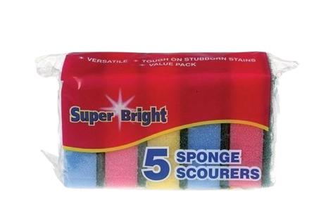 SUPER BRIGHT SPONGE SCOURER 5PK