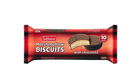 SULTANIM MARSHMALLOW BISCUITS W/CHOC 10PK